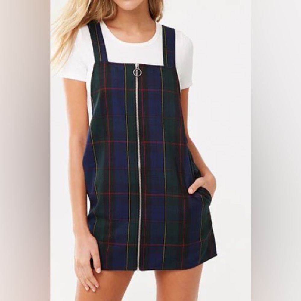 Forever 21 Blue and Green Plaid Dress